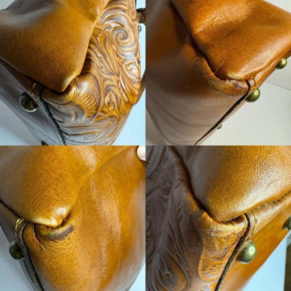 #151 Patricia Nash Florence Poppy Tooled Floral Leather Shoulder Tote Bag - Picture 11 of 16